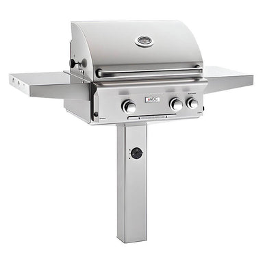 American Outdoor Grill 24 Inch In-Ground Post T Series Gas Grill with Rotisserie Kit & Infrared Burner