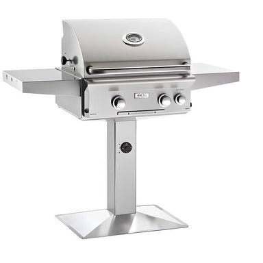 American Outdoor Grill L Series 24 Inch 2 Burner Patio Pedestal Gas Grill with Rotisserie Kit & Infrared Back Burner