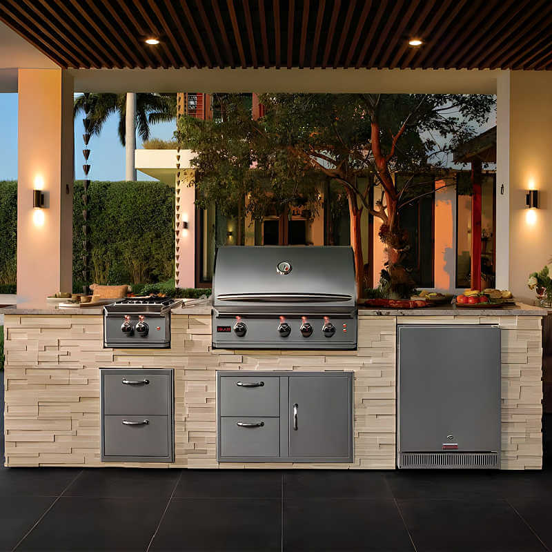 Blaze Professional LUX 34 Inch 3 Burner Built-In Gas Grill | Shown in Outdoor Kitchen