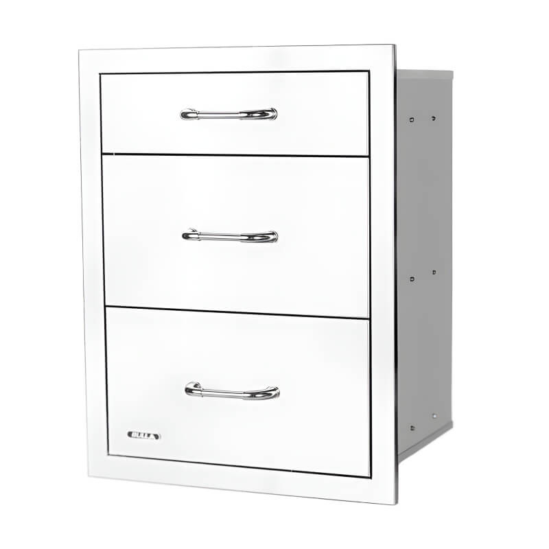 Bull 21 Inch Stainless Steel Triple Access Drawer With Reveal | 304 Stainless Steel Construction