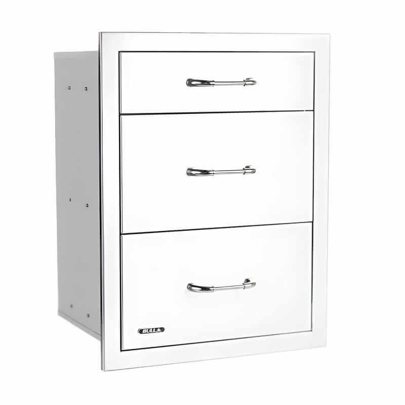 Bull 21 Inch Stainless Steel Triple Access Drawer With Reveal | Soft Closing Drawer Glides
