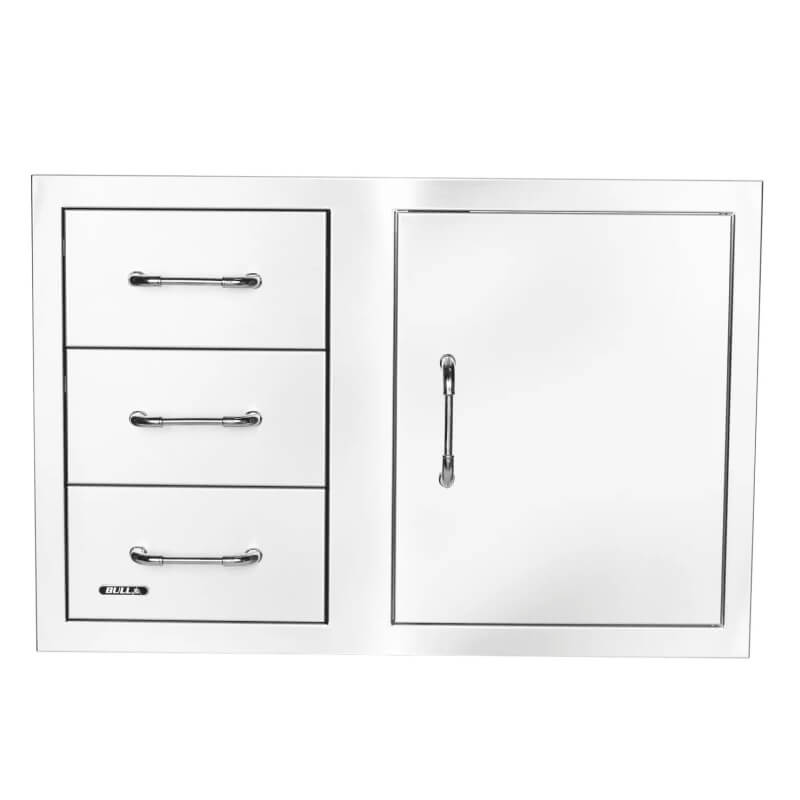 Bull 30 Inch Stainless Steel Access Door And 3 Drawer Combo With Reveal | Reversible Door Hinge