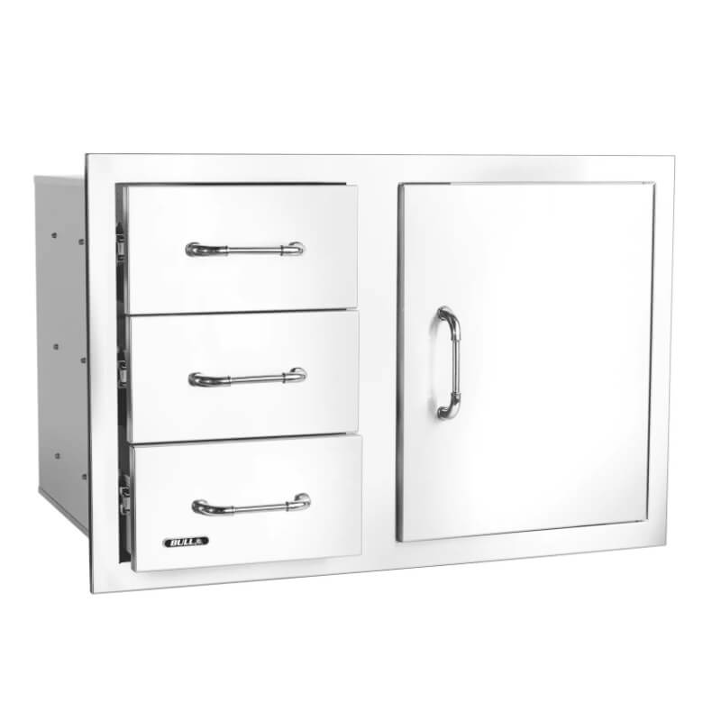 Bull 30 Inch Stainless Steel Access Door And 3 Drawer Combo With Reveal | Soft-Closing Drawer Glides