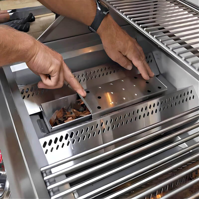 Bull Large Easy Fill Stainless Steel Smoker Box | Drop-In Installation