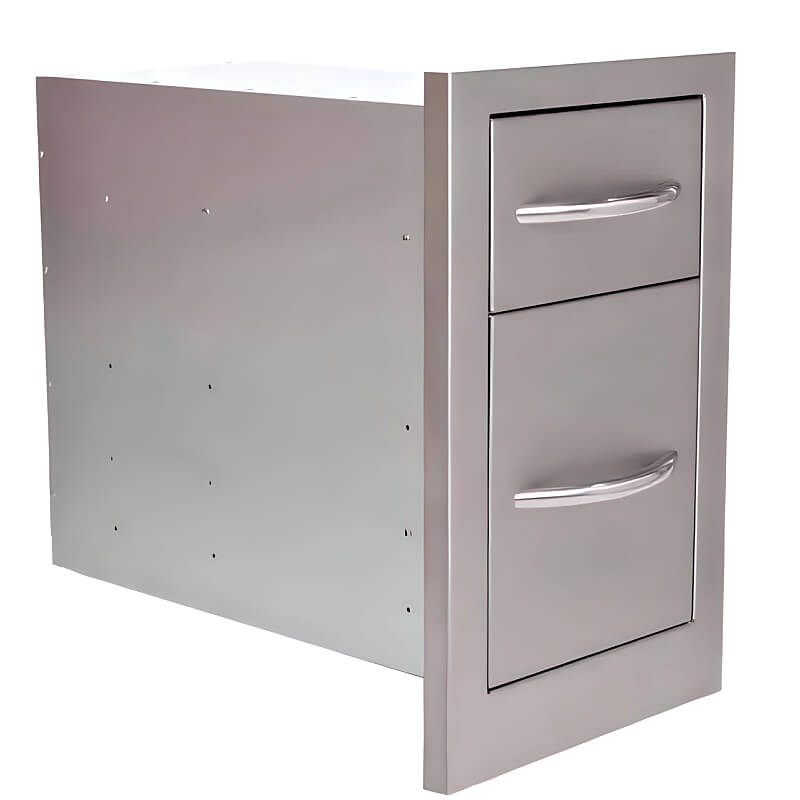 Cal Flame 13-Inch Double Access Drawers | Angled View