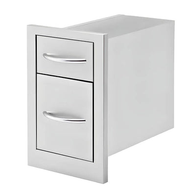 Cal Flame 13-Inch Double Access Drawers | Stainless Steel Construction