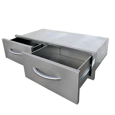 Cal Flame 39-Inch Horizontal Double Access Drawers | Drawers Opened