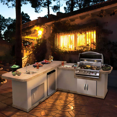 Cal Flame 8 Ft. L-Shaped Outdoor BBQ Kitchen Island 