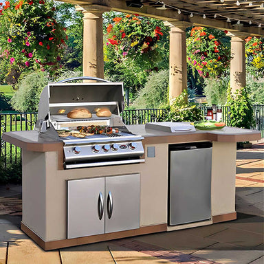 Cal Flame 8 Ft. L-Shaped BBQ Grill Island - BBK820 on Patio