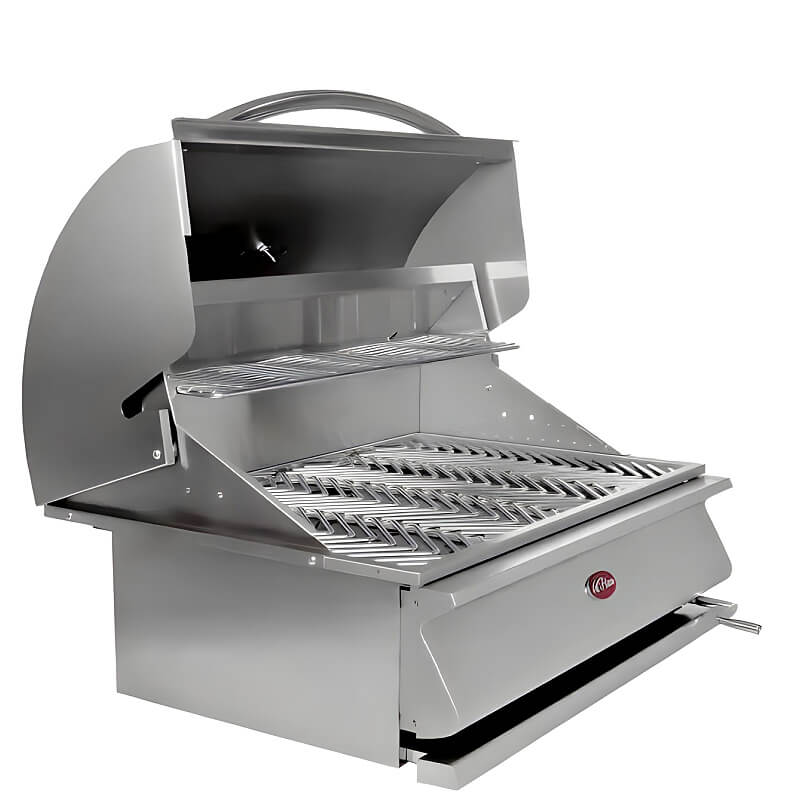 Cal Flame G Series 32 Inch Charcoal Built-In Grill | Opened Grill Hood