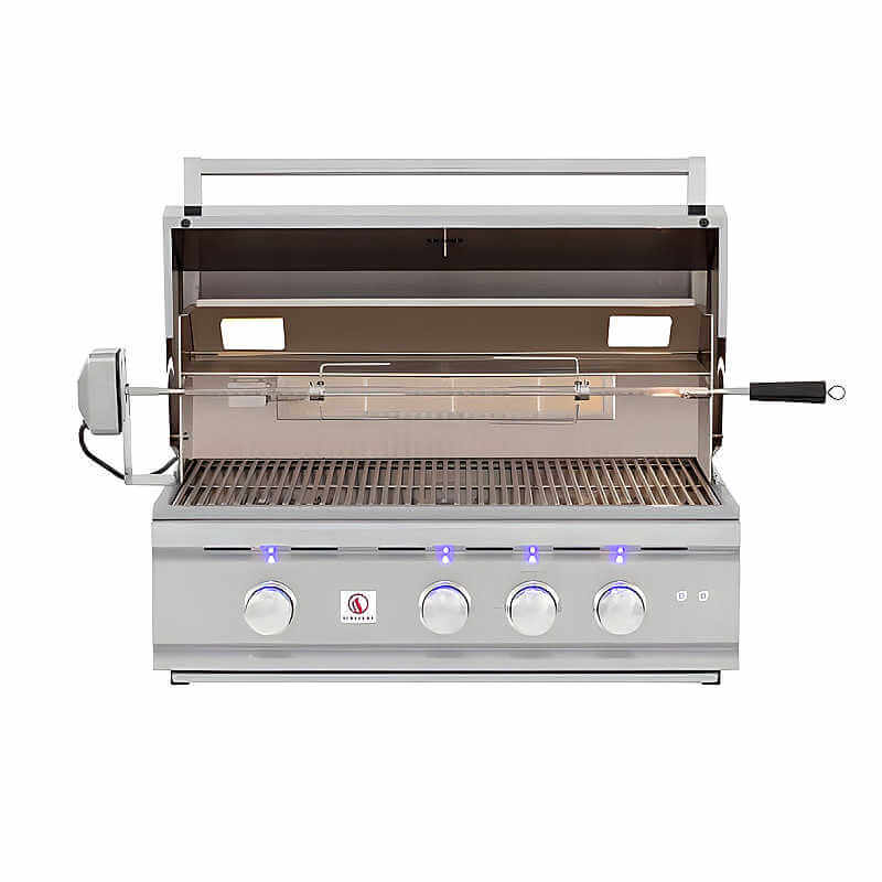 EZ Finish Systems 8 Ft Ready-To-Finish Outdoor Grill Island | Summerset TRL 32-Inch 3 Burner Grill | Rotisserie Kit