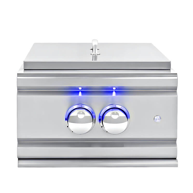 EZ Finish Systems 8 Ft Ready-To-Finish Grill Island | Summerset TRL Series Power Burner | Blue LED Lights With Stainless Steel Lid
