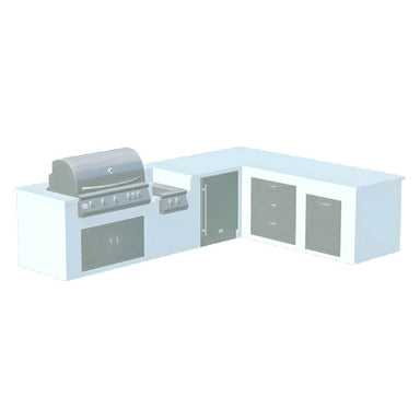 EZ Finish Systems L Shaped Ready To Finish Outdoor Kitchen With Grill & Side Burner | 3D Design