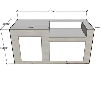 EZ Finish Systems 6 Ft Ready To Finish Outdoor Kitchen | Right Side Grill & Trash Drawer Cut Out