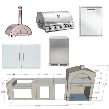 EZ Finish Systems Ready To Finish Blaze Outdoor Kitchen w/ WPPO 42in Pizza Oven