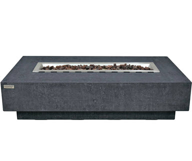 Elementi 55 Inch Hampton Rectangular Concrete Fire Table In Dark Gray