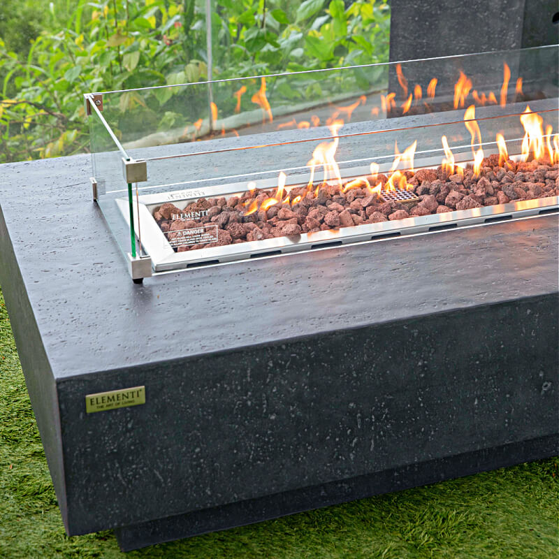 Elementi 55 Inch Hampton Rectangular Concrete Fire Table With durable Concrete Construction