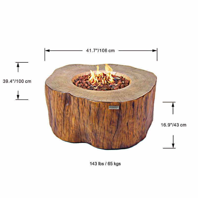 Elementi Manchester Round Driftwood Concrete Fire Table Dimensions