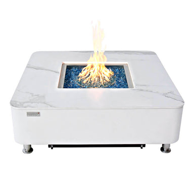 Elementi Plus Annecy Marble Porcelain  Square Fire Table - OFP101BW 
