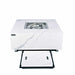 Elementi Plus Bianco White Marble Porcelain Square Fire Table with Porcelain Lid Storage Area