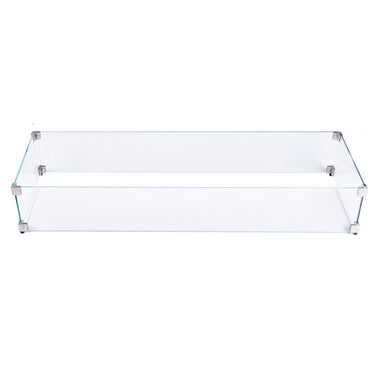 Elementi Rectangular Tempered Glass Wind Screen for Fire Tables 