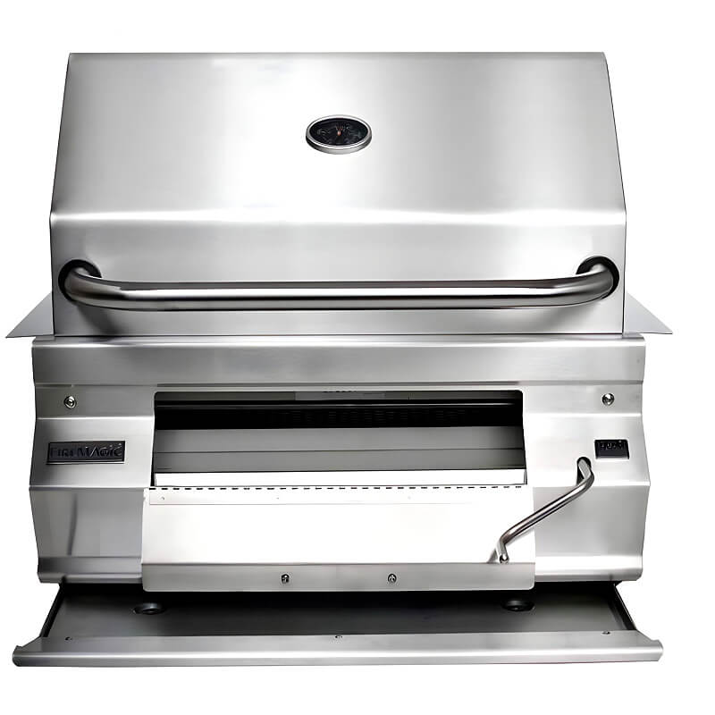 Fire Magic Legacy Built-In Smoker Charcoal Grill Stainless Hood Handle
