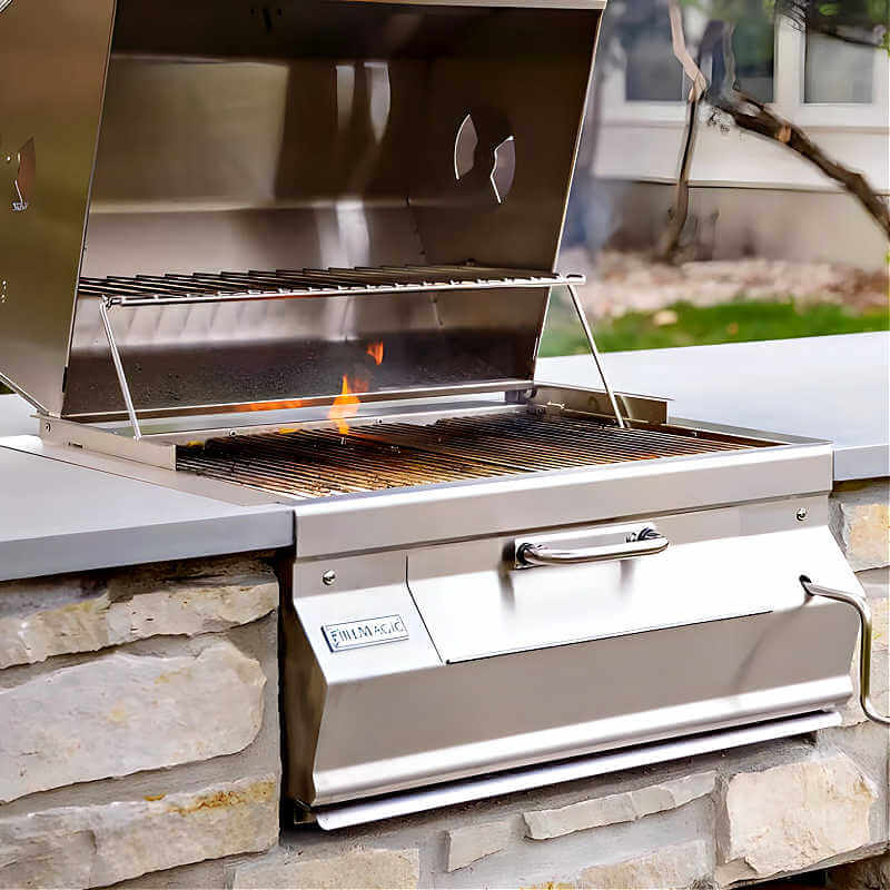 Fire Magic Legacy Built-In Smoker Charcoal Grill with Outdoor Kitchen Installation