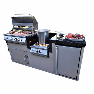 Kokomo Grills 7 Ft. 6-Inch Grill Island Package with 32-inch 4 Burner Grill & Power Burner
