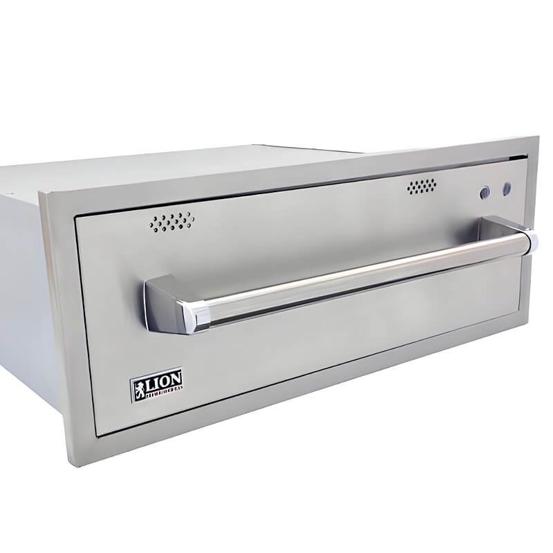 Lion 30-Inch Built-In 120V Electric Stainless Steel Warming Drawer | Moisture Vent Control