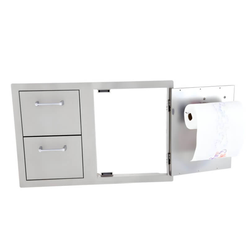 Lion Prominent Q BBQ Island 33-Inch Combo | Paper Towel Holder Interior Door