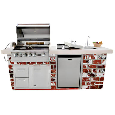 Lion Premium Q BBQ Island: L75000 32-In Grill, Side Burner, Fridge, Sink, Double Drawer, & Combo