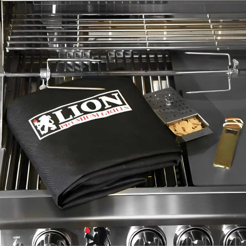 Lion Premium Q BBQ Island: L9000 40-Inch 5-Burner Built-In Grill | Accessory Kit Included