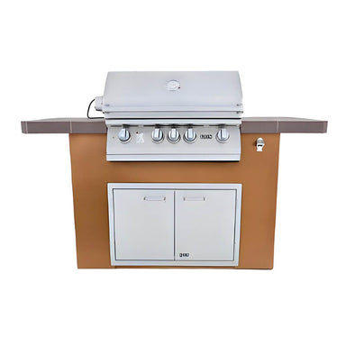 Lion Prominent Q BBQ Island: L75000 32-in Grill & 33-in Double Door