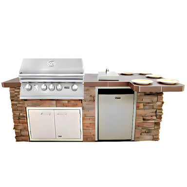 Lion Quality Q BBQ Island: L75000 32-In Grill, Side Burner, Refrigerator, & Double Door