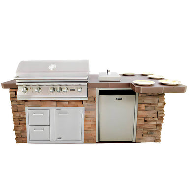 Lion Quality Q BBQ Island: L90000 40-In Grill, Side Burner, Refrigerator, & Combo Storage