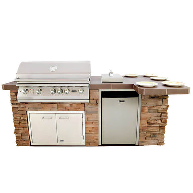 Lion Quality Q BBQ Island: L90000 40-In Grill, Side Burner, Refrigerator, & Double Door