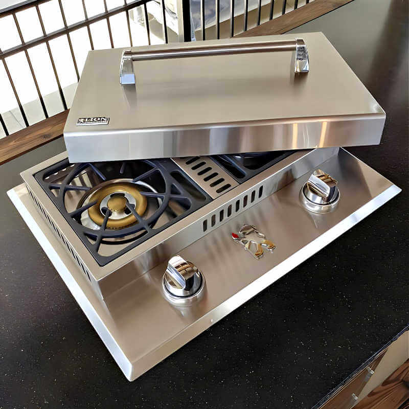 Lion Stainless Steel Drop-In Double Side Burner | Drop-In Installation on Countertop