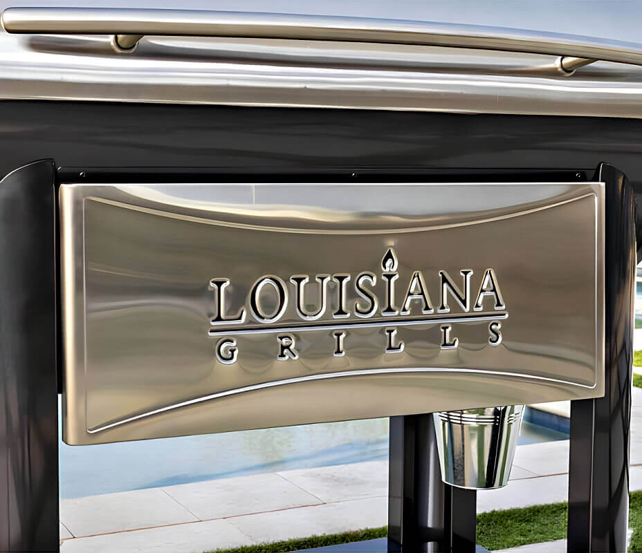 Louisiana Grills Founders Legacy 1200 Pellet Grill with foldable stainless steel front shelf