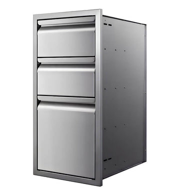 Memphis Grills 15-Inch Stainless Steel Triple Access Drawer | Recessed Handles