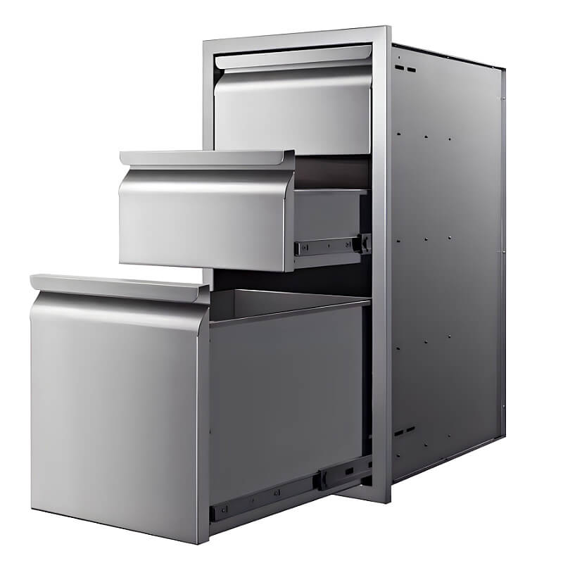 Memphis Grills 15-Inch Stainless Steel Triple Access Drawer | Soft-Closing Glides