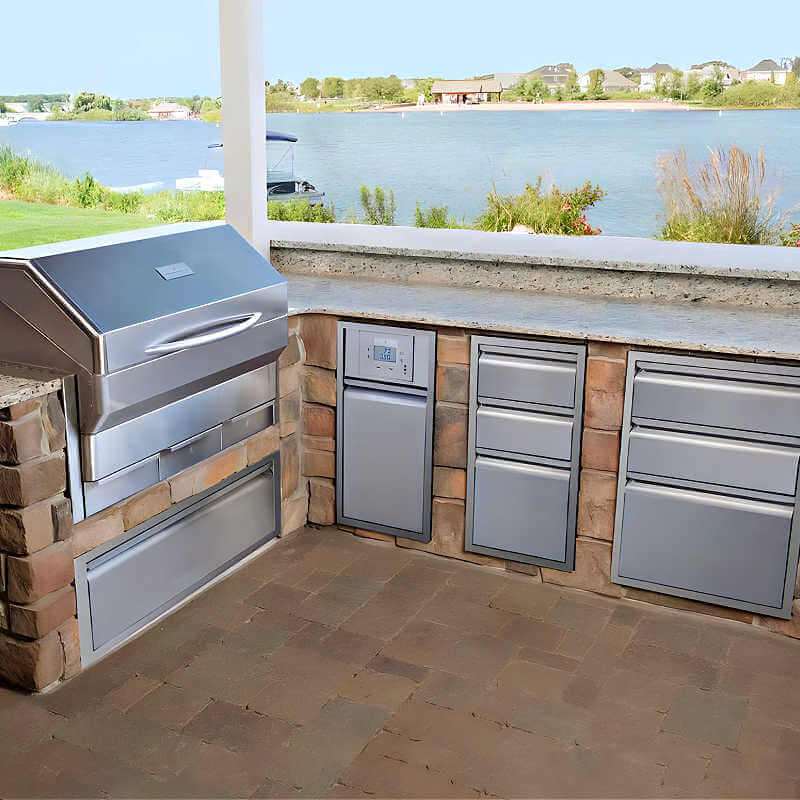 Memphis Grills 42-Inch Stainless Steel Single Access Drawer | Shown in Outdoor Kitchen