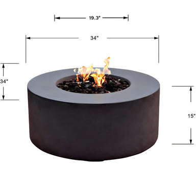 Modeno Venice Slate Black Round Concrete Fire Table Dimensions