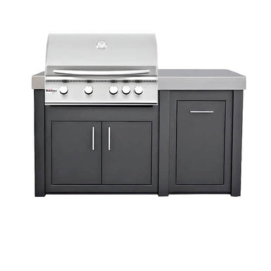 New Castle 62-Inch Grill Island | Summerset Sizzler | 15" Pull-Out Trash Drawer Cabinet