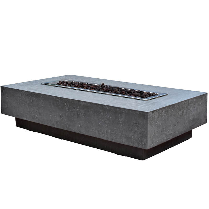 Elementi 55 Inch Hampton Rectangular Concrete Fire Table in Light Gray