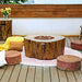 Elementi Manchester Round Driftwood Concrete Fire Table on Patio