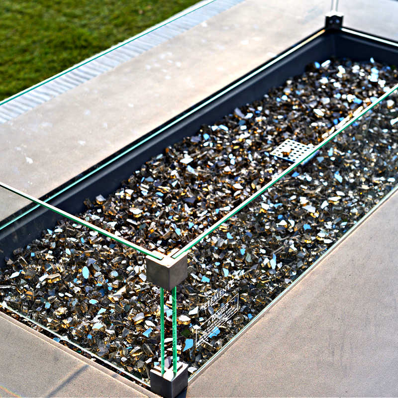 Elementi Plus Capetown Fire Table with Bronze Fire Glass