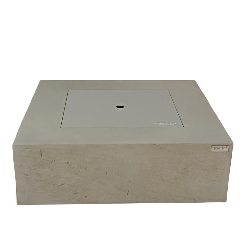 Elementi Plus Capertee Space Grey Concrete Square Fire Table with Aluminum Lid on Burner Pan