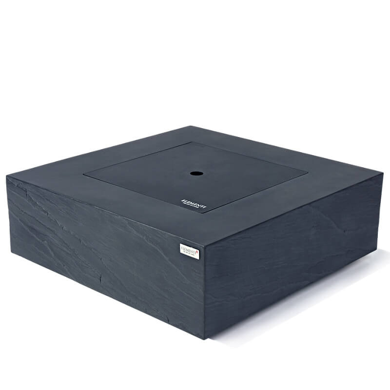 Elementi Plus Roraima Slate Black Concrete Square Fire Table with Aluminum Burner Cover