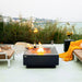 Elementi Plus Bergen Dark Gray Concrete Square Fire Table on Patio with Wide Ledge for Entertaining