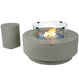 Elementi Plus Colosseo Round Gray Concrete Fire Table with Tempered Glass Wind Guard